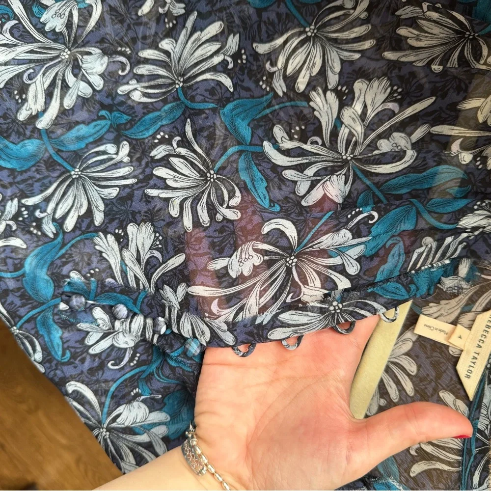 Rebecca Taylor Floral Blue Blouse - Picture 4 of 6